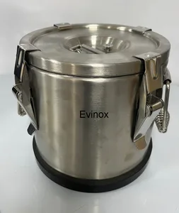 מיכל נירוסטה מבודד 6 ליטר כולל כתר גומי בתחתית לשינוע נוזלים 255*230